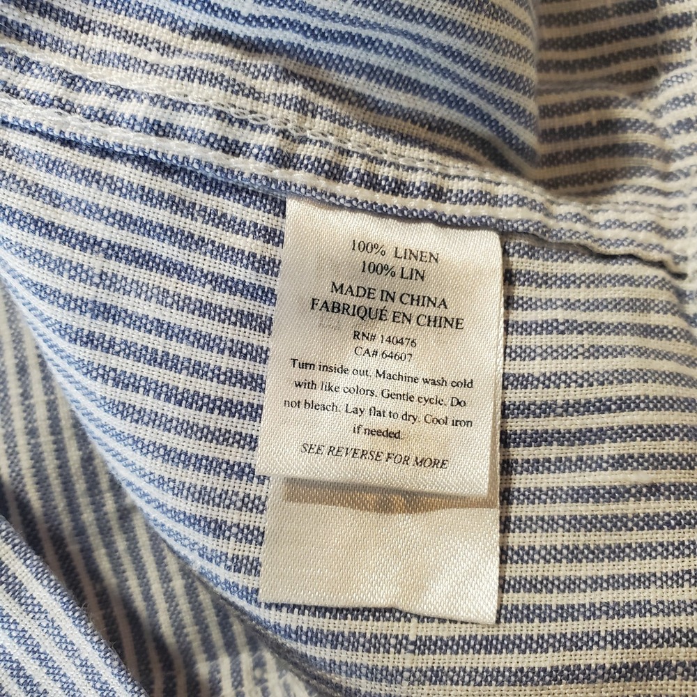 Faherty Linen Sleeveless Short Shift Dress XS Blue White Striped Coastal Beach - Picture 6 of 6
